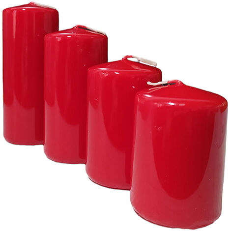 Set 4 candele a cilindro rosso centrotavola di natale in cera decorazioni  addobbi natalizi casa tavola