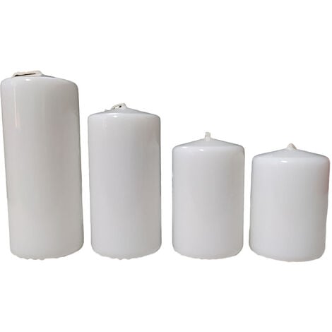 Set 4 candele a cilindro bianche centrotavola di natale in cera decorazioni  addobbi natalizi casa tavola