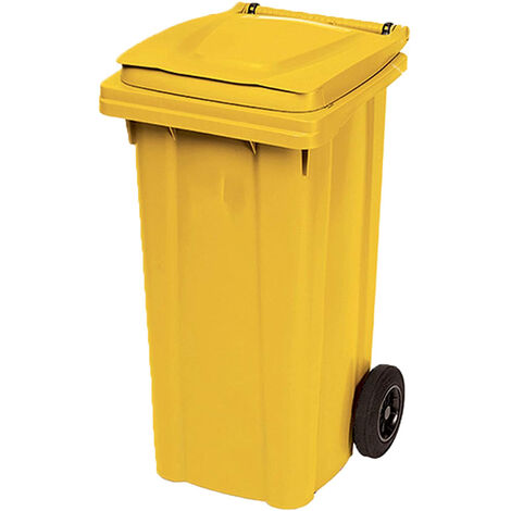 PALUPLUS Set 4 Bidoni Pattumiera Con Ruote Da 80 Litri, Misura, 45x50x78 Cm, Secchi Con Coperchio Chiusura A Clip, Fermasacco A 4 Fissaggi E Maniglia, Coperchi Rosso, Blu, Verde E Giallo -80F-16