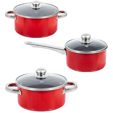 Batterie di pentole con coperchi in vetro 6pz casseruole per cucina casa ristorante piano cottura gas elettrico vetroceramica (1/5)