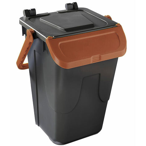 Bidone per raccolta differenziata grigio con sportello basculante marrone 35 LT
