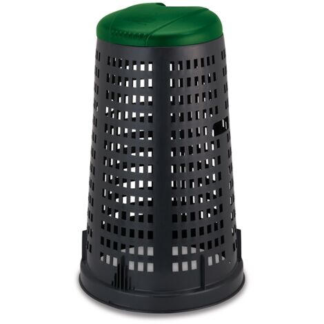 BIDONE TRESPOLO DIAMETRO 58, ALTEZZA 90, LITRI 100 VERDE E COPERCHIO VERDE CESTO CESTINO GETTACARTE DA ESTERNO GIARDINO (1/7)