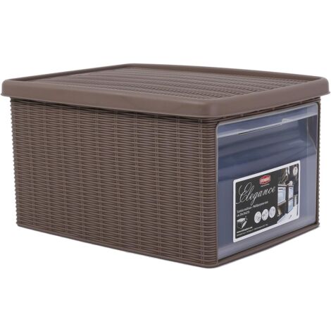 Scatola box armadio contenitore multiuso organizer TORTORA apertura frontale trasparente sovrapponibile storage resistente