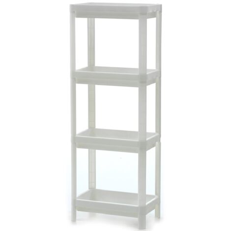 Scaffale multiuso organizer H100X36X23 bianco 4ripiani casa cucina bagno ufficio dispensa storage salvaspazio (1/4)