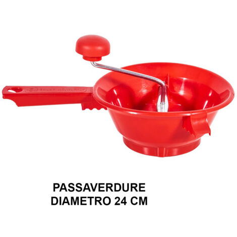 Passa tutto Per pomodoro Legumi Verdura Frutta Zuppe Vellutate Manuale 2 dischi in acciaio inox CM24 schiaccia trita con piedini - MISURA: CM 24