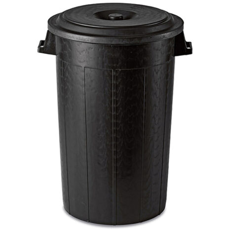 Bidone portarifiuti NERO mastello con coperchio antirandagismo industriale 120 litri pattumiera CON MANICI giardino locali commerciali (1/5)