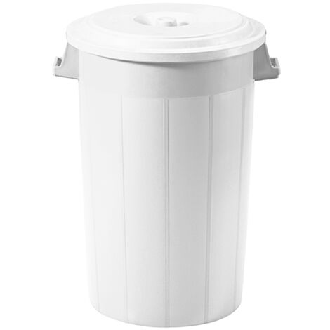 Bidone portarifiuti bianco mastello con coperchio antirandagismo industriale 120 litri pattumiera CON MANICI giardino locali commerciali