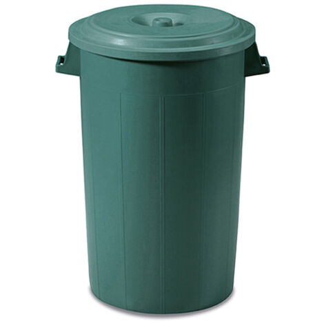 Bidone portarifiuti verde mastello con coperchio antirandagismo industriale 120 litri pattumiera CON MANICI giardino locali commerciali