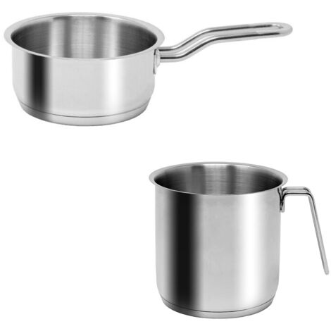 Set Pentolino e bollilatte a induzione bollitore per latte acqua per tisane tè triplo fondo in acciaio inox 18/10 per piani cottura gas elettrico (1/5)