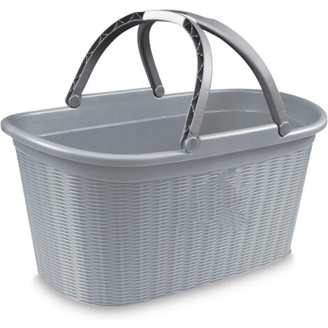 Cesta Porta Biancheria con 2 Manici richiudibili Spaziosa lt 35 salvaspazio casa lavanderia Multiuso per Organizzare traspontare i Tuoi Capi - Colori: grigio