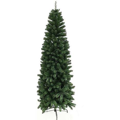 LIFEZEAL Albero Di Natale A Matita Fine 180 Cm Luminosa, Albero Di Natale Artificiale In PVC E Pet Con 475 Rami E 250 Teste Luminose, Decorazione Natale, Supporto In Metallo, Verde E