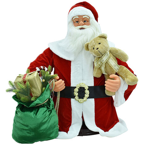 Babbo Natale Rosso Gigante 130 cm Animato, Canta e Balla a mezzo busto da banco appoggio Dettagli Curati bar ristorante pizzerie (1/5)