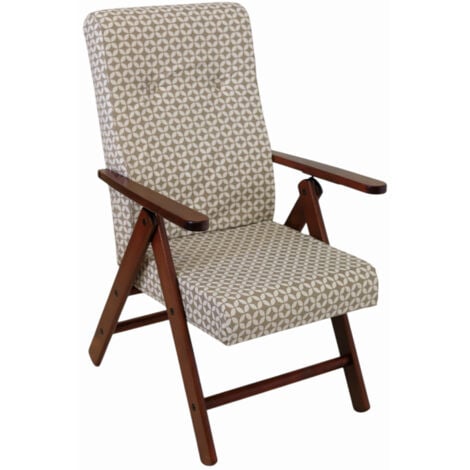 Poltrona in Legno Sedia sdraio Imbottita shabby Schienale