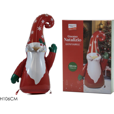 Gnomo Gonk Solare Con Luci Per Giardino - 32 Cm, Floccato, Decorazione Natalizia