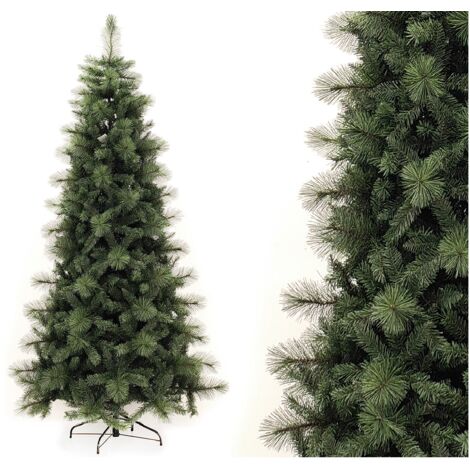 Albero di natale cm 210 slim verde pino artificiale apertura ad ombrello stretto D 107 folto pieno salvaspazio ignifugo (1/3)