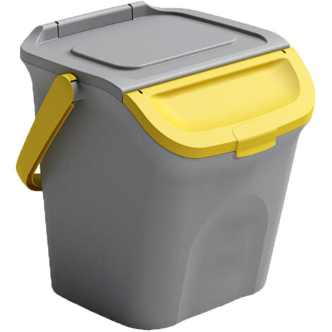 Pattumiera 28L secchio con manico e coperchio blu giallo o verde sovrapponibile chiusura antirandagismo cestino raccolta differenziata carta plastica metallo umido - colorigenerali: GIALLO