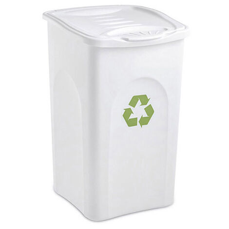 Bidone Pattumiera 50L con Coperchio Cestino Multiuso per Raccolta Differenziata e Panni da Bucato bianco Made in Italy (1/6)