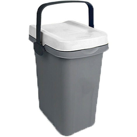 Pattumiera per raccolta differenziata 7 LT bidone base grigia con coperchio bianco e maniglia per casa cucina pub bar ristoranti interno esterno (1/4)
