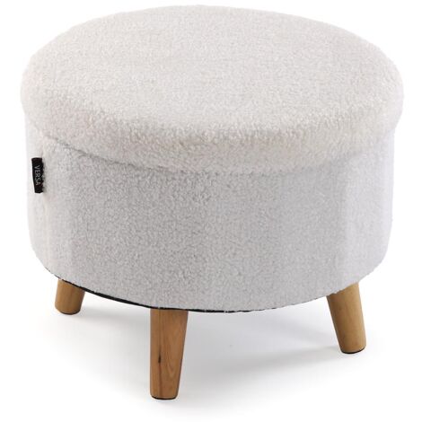 Pouf Rotondo Con Contenitore – Nero In Velluto E Base Dorata, Con Ampio Spazio Portaoggetti E Coperchio Rimovibile - 2