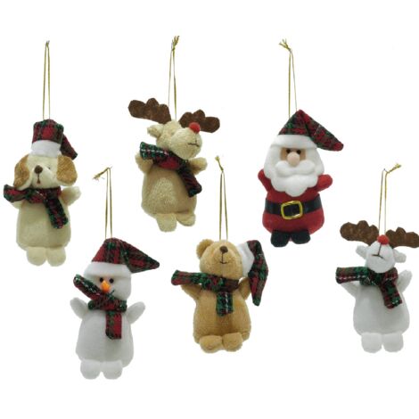 Set di 12 Pupazzetti da Appendere all'Albero di Natale Decorazioni Natalizie pupazzo di neve Renna, Orsetto, Babbo Natale, Pinguino e Cagnolino (1/2)