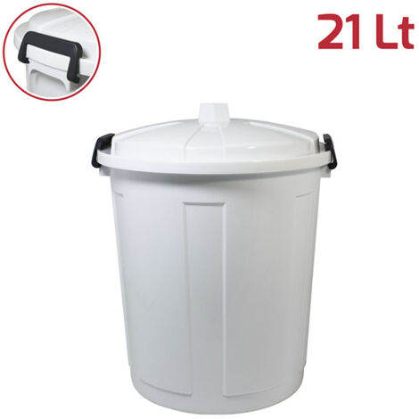 Bidone contenitore coperchio con chiusura antirandagismo 21lt pattumiera casa cucina giardinaggio raccolta differenziata antiodori - colorigenerali: BIANCO
