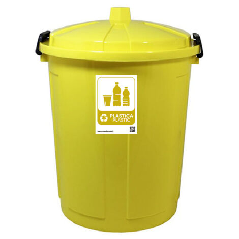 Secchio contenitore pattumiera raccolta differenziata della PLASTICA bidone 21lt giallo per casa cucina giardino terrazza coperchio a chiusura andirandagismo e odori