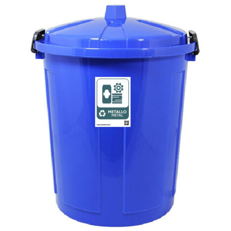 Secchio contenitore pattumiera raccolta differenziata del metallo bidone 21lt blu per casa cucina giardino terrazza coperchio a chiusura andirandagismo e odori