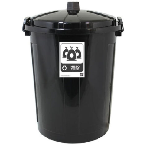 Secchio contenitore pattumiera raccolta differenziata del misto bidone 21lt nero per casa cucina giardino terrazza coperchio a chiusura andirandagismo e odori