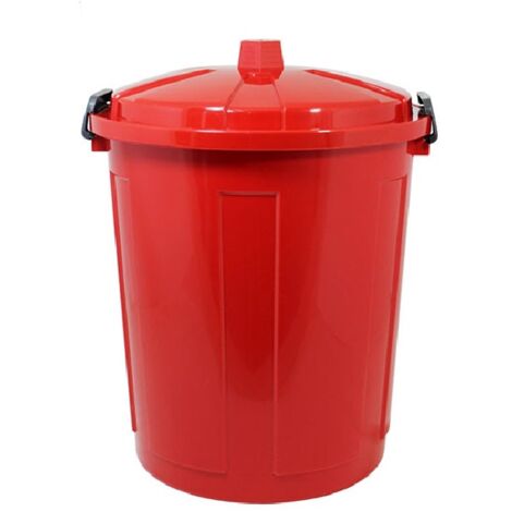 Bidone con coperchio chiuso grande 50 Lt antiodori o randagismo rosso pattumiera da interno o esterno casa giardino locali commerciali (1/4)