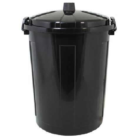 Bidone con coperchio chiuso grande 50 Lt antiodori o randagismo nero pattumiera da interno o esterno casa giardino locali commerciali