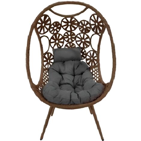 Poltrona sedia sospesa con cuscini sedia pensile per patio giardino terrazzo Poly Rattan Per Interno Esterno Ovetto Portata 130 Kg