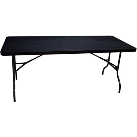 Tavolo Pieghevole in Metallo con Piano IN PLASTICA Effetto Legno 180x75xH74 cm Ideale per Picnic, Campeggio e Feste Facile da Trasportare (1/4)