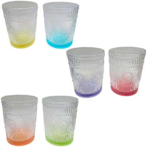 Bicchieri Eleganti Stile barocco in Vetro 28 cl Set di 6 fondo multicolore in casa per Ogni Tavola e Occasione bar hotel ristorante