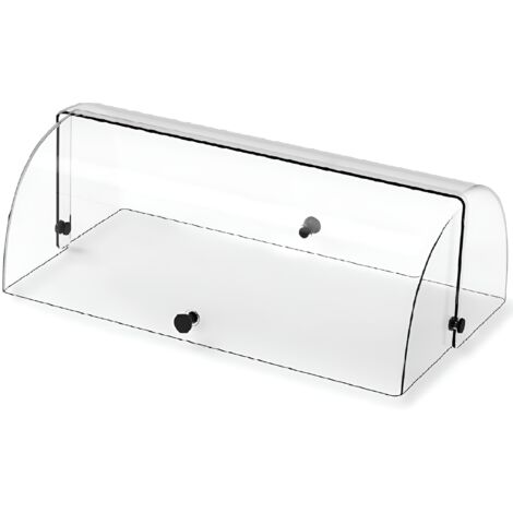 Vetrina Cupola Protezione Alimenti 45x27x16,5 cm Copri Dolci Senza Fondo Doppia Apertura Elegante Uso Professionale per Buffet, Bar, B&Bcon Pomelli Neri (1/4)
