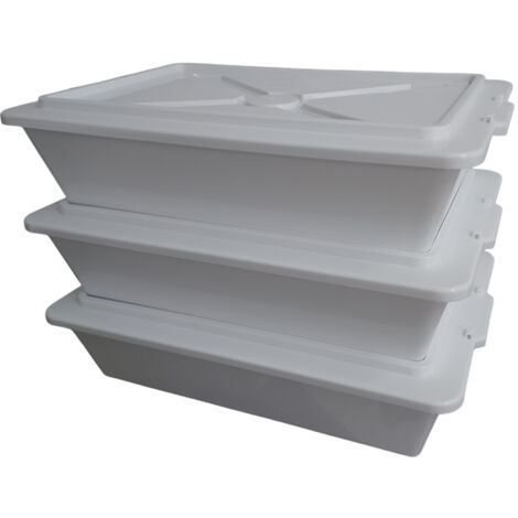 Set 3 Bacinelle frigo con coperchio LT 13 Bianca vaschette sovrapponibile 52x34x11cm frigo certificata per la conservazione e trasporto degli alimenti (1/5)