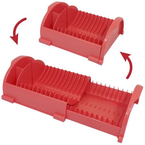 Scolapiatti posate da appoggio retrattile regolabile allungabile salvaspazio slim per cucina in plastica made in Italy - colorigenerali: Corallo