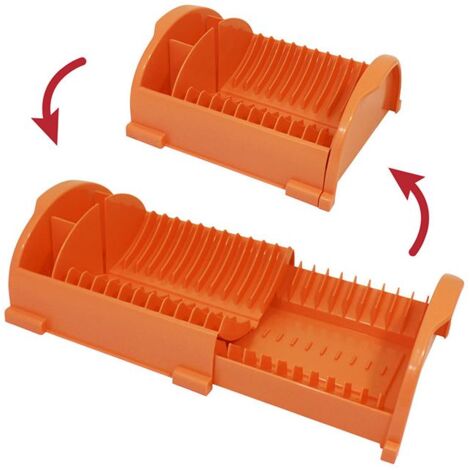 Scolapiatti posate da appoggio retrattile regolabile allungabile salvaspazio slim per cucina in plastica made in Italy - colorigenerali: arancio