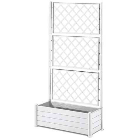 Fioriera con vaso largo cm 100 Spalliera Grigliata alta cm 195 separe' bianco graticola rampicante modulabile e componibile per Esterni Giardini Terrazze separatore ambienti locali commerciali
