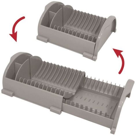 Scolapiatti posate da appoggio retrattile regolabile allungabile salvaspazio slim per cucina in plastica made in Italy - colorigenerali: GRIGIO
