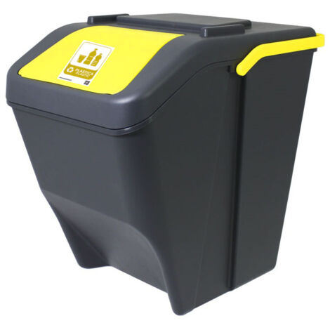 Bidone con Etichetta plastica 25Litri per la Raccolta Differenziata Casa Cucina Contenitore pattumiera con manico e coperchio Salvaspazio (1/4)