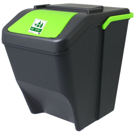 Bidone Raccolta Differenziata 35 Litri Verde – Mobil Plastic Con Manico E Coperchio A Doppia Apertura - 6