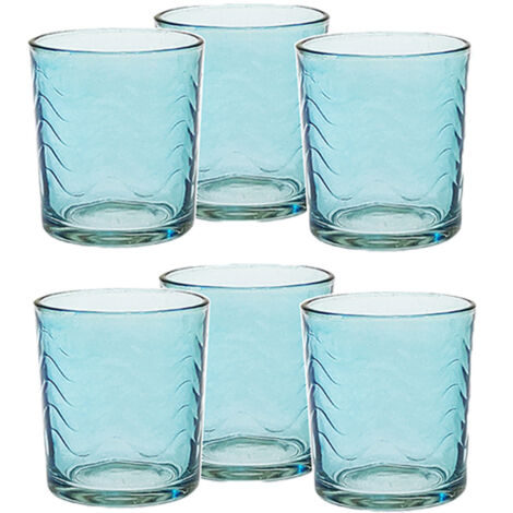 Bicchieri Eleganti retro' azzurro per Stile Raffinatezza in Vetro 26cl Set di 6 in casa per Ogni Tavola e Occasione bar hotel ristorante