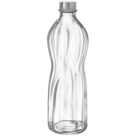 BORMIOLI Bottiglia Aqua LT.1 C/Tappo, 1 Liter, Stainless Steel, Trasparente