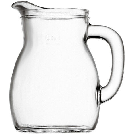 Caraffa 50 cl brocca con manico in Vetro Trasparente Acqua Vino Bevande succhi spremute Bistrot Bormioli con Segnalimite MID per Servizio Professionale (1/3)