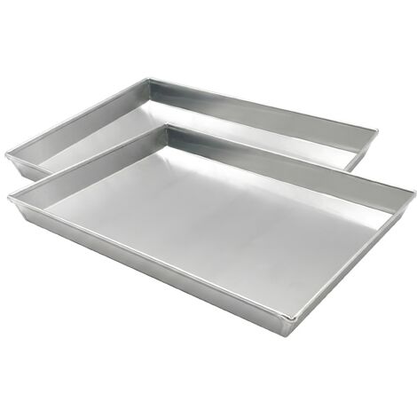 Set 2 Teglie per forno Rettangolare Pizza Lasagna Arrosti pasticceria 35x28x3 cm in Alluminio Puro 99,5% Professionale Made in Italy Alta Conducibilità Termica Ideale in Cucina Casalinga Ristorazione