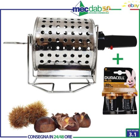 Ferraboli Tostacastagne con Motore a Batteria per Fornello a Gas e Barbecue NEW  Cestello CAPIENTE 1 KG in Acciaio Inox Forato facili Caldarroste a casa in cucina Qualita' stile Made in Italy (1/5)