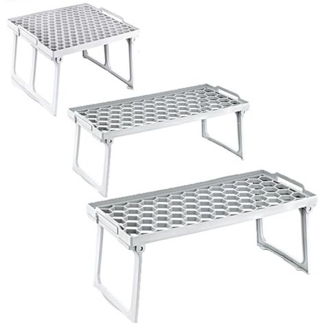 Mensola salvaspazio sovrapponibile ripiani portaoggetti utensili stoviglie cucina bagno richiudibile antiscivolo impilabile - misuraaltezza: H15 x P14 x L30 cm (1/5)