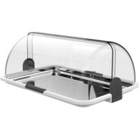 BIESSE Espositore vetrina da banco self service con Vassoio Acciaio, Bianca cm44 doppia apertura porta cornetti dolci salati