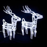 Lights4fun Slitta E Renne Luminose In Rattan - 240 LED Bianco Caldo, 86 Cm, Decorazione Natalizia Per Esterni