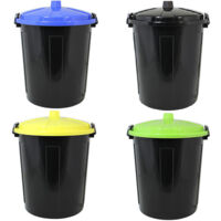 Set di 4 bidoni per la raccolta differenziata coperchio giallo blu nero verde pattumiere con chiusura antiodori e randagismo casa cucina terrazzo giardino